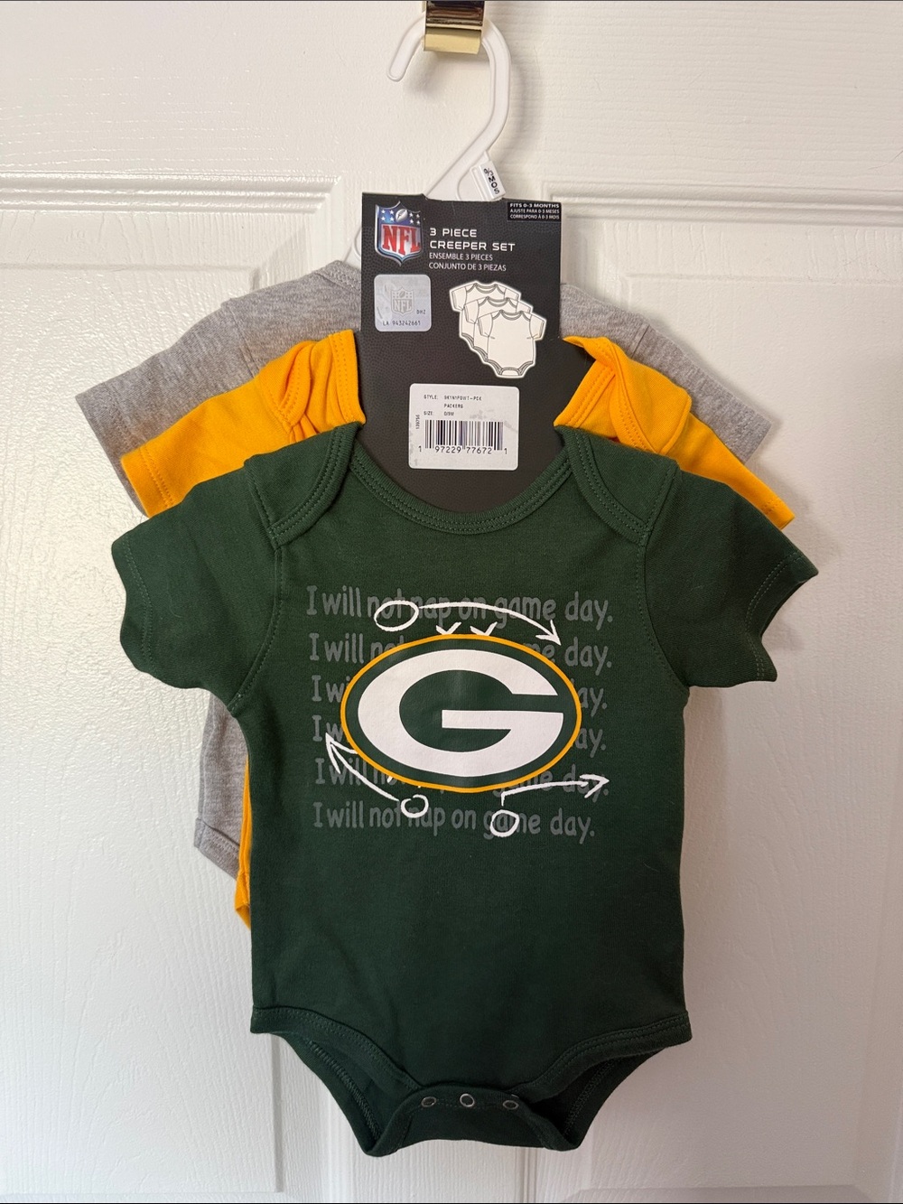 NFL Green Bay Packers 3-Pack Baby Bodysuits - Green/Gold/Gray